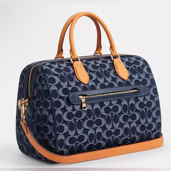 Never used authentic denim large Rowan satchel bag. - Picture 3 of 10